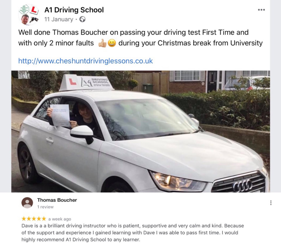 Tom who passed in his Christmas break from university left a review stating how good his driving lessons were in cheshunt 